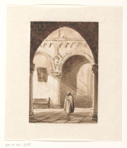 Interior de una iglesia con un monje de Cornelis Springer