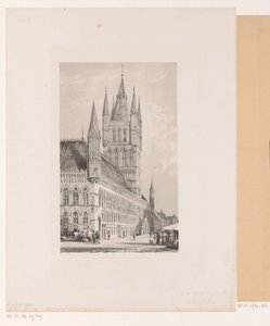 Lonja de los paños de Ypres Ayuntamiento del siglo XIII (Halte Yperen) (título sobre objeto) de Cornelis Springer