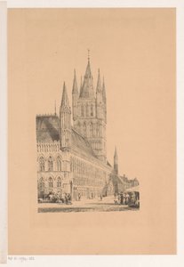 Lonja de los paños de Ypres Ayuntamiento del siglo XIII (título sobre objeto) de Cornelis Springer