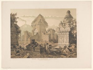 Ruina de Tjandi Sehoe Ruinas de Prambanan. Tjandi Sewo. Residencia Surakarta (título sobre objeto) de Cornelis Springer