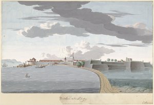 Fort Galle en Ceilán, visto desde el lado terrestre Piento Gale of the Country Road (título sobre objeto)