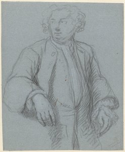 Retrato de hombre desconocido con abrigo largo, de tres cuartos mirando hacia la izquierda de Cornelis Troost (attributed to)