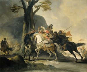 Alejandro Magno en la batalla del Gránico contra los persas de Cornelis Troost