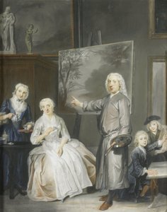 El pintor de paisajes Dirk Dalens III (1688-1753) con su segunda esposa Maria Schaack (fallecida en 1766) y sus hijos Anna (nacida en 1725), William (1737-60) y Jacobus (1741-63) de Cornelis Troost