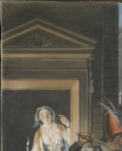 La escena del soborno del segundo acto de la comedia de Johan van Paffenrode "Hopman Ulrich o la avaricia engañada" (1661). de Cornelis Troost