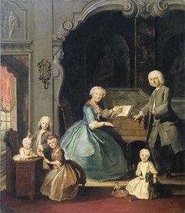 Grupo Familiar cerca de un Clavicémbalo, 1739 de Cornelis Troost