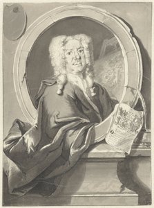 Retrato de Jacob Campo Weyerman en medallón de Cornelis Troost