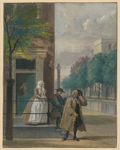 Escena de una comedia («La virtud hipócrita desenmascarada» de Lingelbach) de Cornelis Troost