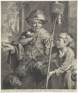 El flautista de Hamelín con su sirviente de Cornelis Visscher (II)