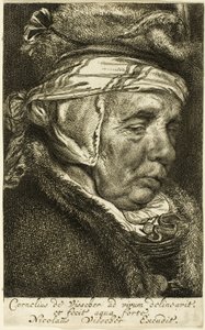 Cabeza de anciana (supuesto retrato de la madre de Visscher) de Cornelis Visscher