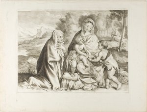 La Sagrada Familia con San Juan Bautista y Santa Isabel, del Gabinete Reynst de Cornelis Visscher