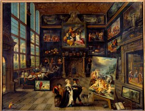 Vista interior de una galería de pinturas y obras de arte de Cornelis de I Baellieur