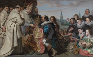 La restitución de los tesoros eclesiásticos a San Norberto tras la derrota del hereje Tankelin, con un retrato de la familia Snoeck