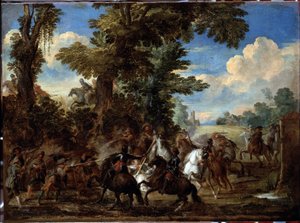 Escena de batalla de Cornelis de Wael