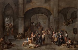 La visita a los prisioneros (De un ciclo con las Siete Obras de Misericordia). Hacia 1640 de Cornelis de Wael