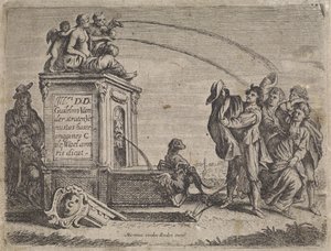 Grupo de personas en la fuente Escenas de género (título de la serie)