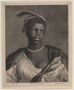 Retrato de una mujer africana con collar de perlas de Cornelis van Dalen