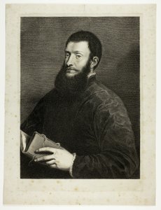 Retrato del poeta Pietro Aretino, del Gabinete Reynst; Variarum imaginum a celeberrimis artificibus pictarum Caelaturae (Gabinete Reynst: Grabados de diversas imágenes pintadas por artistas famosos) de Cornelis van Dalen II