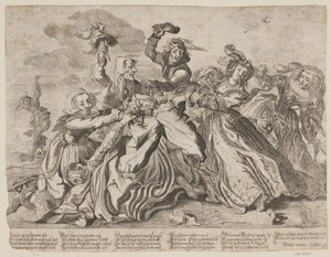 Siete mujeres peleando por un par de pantalones de hombre de Cornelis van Kittensteyn