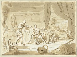 Esaú vende su primogenitura a Jacob de Cornelis van Noorde