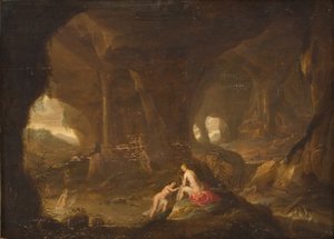 Ninfas bañándose en un paisaje de Cornelis van Poelenburch