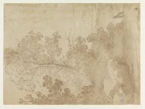 Paisaje de colinas con árboles de Cornelis van Poelenburch