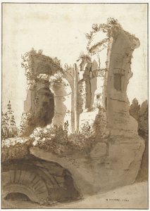 Ruinas del llamado Palazzo Maggiore en el Palatino de Cornelis van Poelenburch