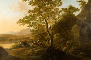 Paisaje con figuras, c.1655-1710 (óleo sobre lienzo) de Cornelis van Swanenburgh