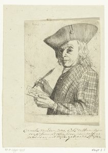 Autorretrato con pluma y dibujo de Cornelis van den Berg