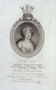Su Alteza Real, Carolina Amelia Elizabeth, Princesa de Gales, grabado por P. Sintzenich de Cornelius (after) Hoyer