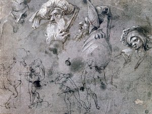 Estudio con cabezas con expresiones de Cornelius Engebrechtsz