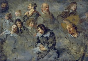Estudios de cabezas masculinas por Schut, Cornelis (1597-1655)