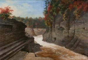 Desfiladero del río, otoño de Cornelius Krieghoff