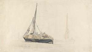 Una barcaza a vela cargada de heno, diciembre de 1827 de Cornelius Varley