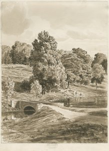 Parque Betley: dibujo en sepia, octubre 1820 de Cornelius Varley