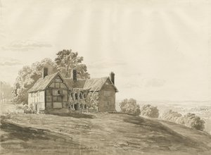 Parque de Patshull - Casa de Guardia: dibujo en sepia, agosto de 1820 de Cornelius Varley