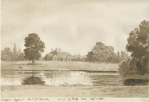 Somerford Hall: dibujo en sepia de Cornelius Varley