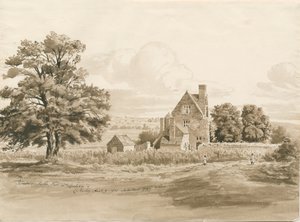 Tettenhall - Perton Hall: dibujo a la aguada sepia, 9 de agosto de 1820 de Cornelius Varley