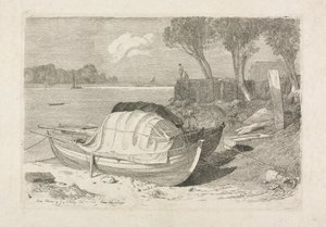 Two Beached Fishing Boats de Cornelius Varley