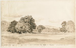 Parque Wrottesley: dibujo en sepia, jul 1820 de Cornelius Varley