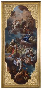 Santa Elena y el emperador Constantino presentados a la Santísima Trinidad por la Virgen María de Corrado Giaquinto