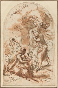 Estudio para la "Madonna della Scodella" [recto] de Correggio