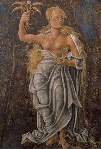 Decano, detalle Virgen del Signo, escena del Mes de Agosto, atribuida a Cosimo Tura de Cosimo (attr. to) Tura