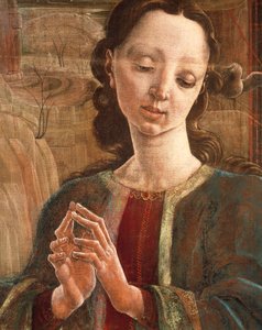 Anunciación, contraventana del órgano en la Catedral de Ferrara de Cosimo Tura