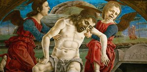 El cuerpo de Cristo, rodeado de ángeles de Cosimo Tura