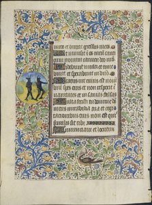 Hoja de un Libro de Horas: Dos Demonios verso, c. 1460 de Coëtivy Master