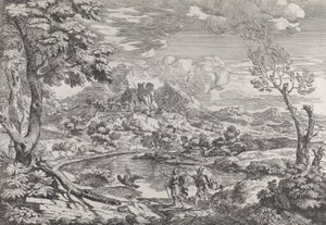 Paisaje con un hombre mostrando a Mercurio el águila de Júpiter de Crescenzio Onofri