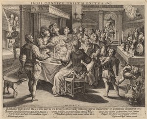 El banquete de Baltasar de Crispijn de Passe I after Maarten