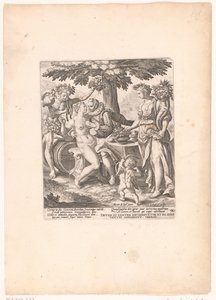 Hombre en gezelschap van Venus, Ceres en Bacchus Venus es frío sin Ceres y Baco de Crispijn van de Passe (I)