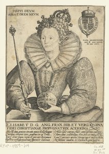 Portret van Elizabeth I Tudor, ten halfen lijve Posvi Devm Aiut Orem Mevm (título sobre el objeto)